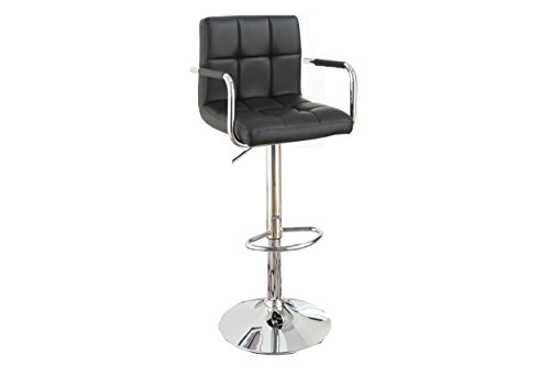 Poundex 2 Piece PU Tufted L Shape Barstool Set, Black