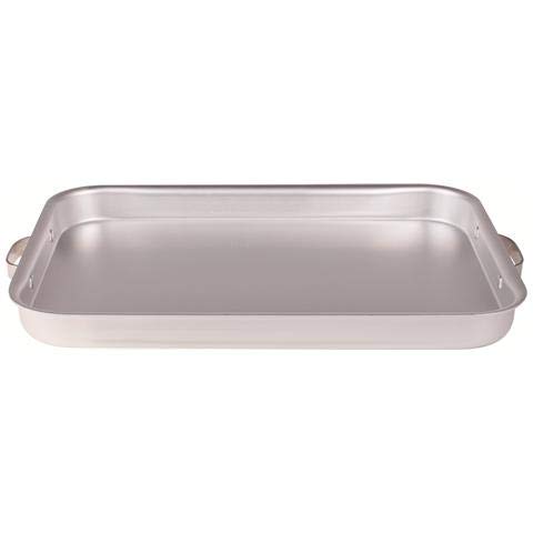 Pentole Agnelli Professional Aluminium 3 Mm. Rectangular Tray with Round Angles and Fixed Side Handles, Length 50 Cm, Silver, One Size