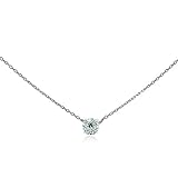 Sterling Silver Cubic Zirconia Solitaire Tiny Choker Necklace