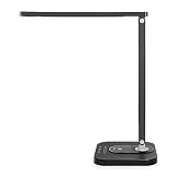 TaoTronics LED Desk Lamp with Qi-Enabled Wireless Fast Charger, USB Charging Port, 5 Color Temperatures & 5 Brightness Levels, Night Light Mode, 1 Hour Timer, Black, Philips Enabled Licensing Program