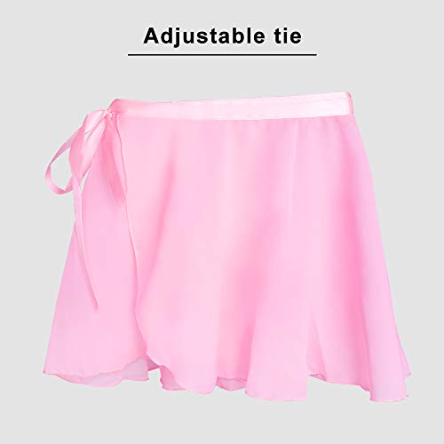 Hicdaw Ballet Leotard Dance Leotard Short Sleeve Ballet Leotard for Girls with Separated Skirt and Dance Tight Pink