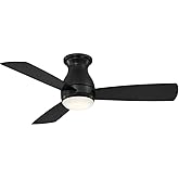Fanimation Hugh 3 Blade Ceiling Fan 11.74 Inches Tall and 44 Inches Wide with Black Finish and Black Blades