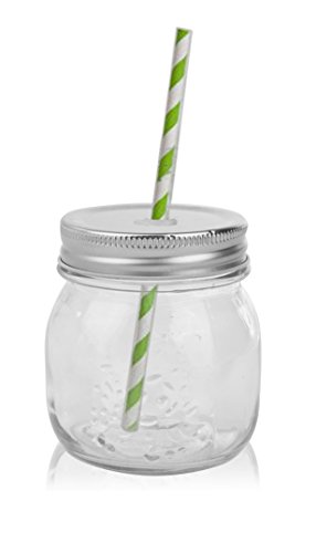 Golden Spoon Mason Jars, With Regular Lids, and Lids for Drinking, Dishwasher Safe, BPA Free, (Set of 6) (10 oz)