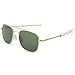WELUK Men's Pilot Sunglasses Polarized 55mm Military Style with Bayonet Temples (Gold/Dark green, 58)