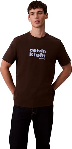 Herren T-Shirt Kurzarm Jersey Graphic mit Logo, Braun (Rich Brown), L