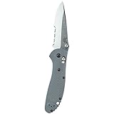 Benchmade - Griptilian 551-1 Knife, Serrated Drop-Point, Satin Finish, Gray Handle