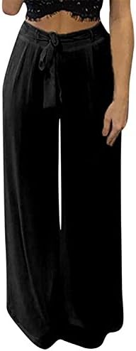 Zalezing Nice Women's High Waist Palazzo Pants Elastic Waist Wide Legs Pants XL BlackX-Large