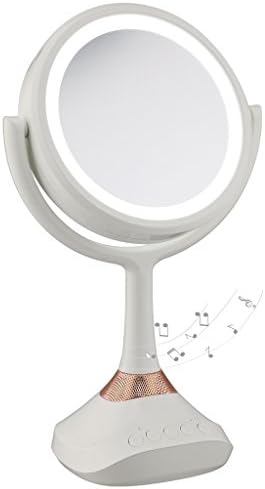 Yoobaby Lighted Makeup Mirror 1 X 5X Magnification Double Sided Bluetooth Music Audio Speakerphone 360° Swivel Cosmetic Beauty Vanity Mirror with USB Charging