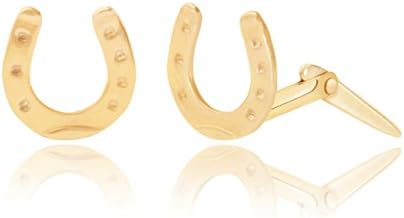 9ct yellow gold horseshoe Andralok stud earrings / Gift box