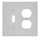 Leviton 80505-W 1-Toggle 1-Duplex Midway Size Wall Plate, 2 Gang, 4.875 In L X 4.94 In W 0.255 In T, 1 pack, White