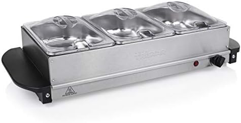 Tristar Chauffe-Plat BP-6283, Capacité 3 x 1,4L, Fonction Maintien au Chaud, Gris métal - Cuisine A Vivre Tristar Chauffe-Plat BP-6283, Capacité 3 x 1,4L, Fonction Maintien au Chaud, Gris métal