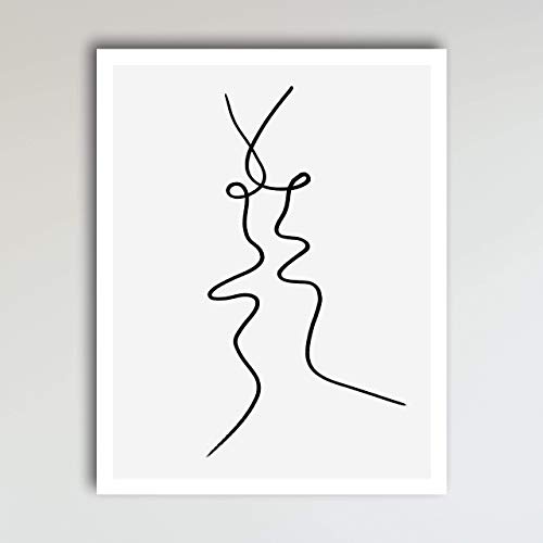 "The Kiss" Print of Original Abstract Drawing Wall Decor Wall Art Print Poster Modern Contemporary Boho Home Decor 11x14 Inches, Unframed - Thumbnail 7