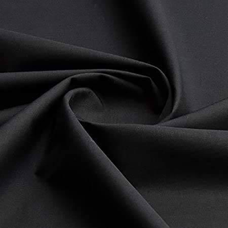 Plain 100% Cotton Egyptian Cambric Poplin Craft Soft Dress Material Fabric 44" (5 Meter, Black) — image 1
