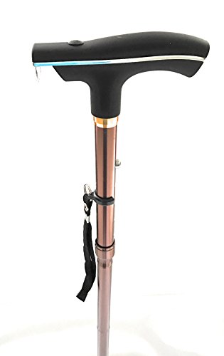 BT FOLDING CANE - Walking for Men & Women Collapsible, Lightweight, Adjustable Portable Stick Mobility Aid Sleek Look Comfortable Handle with LED Light Aluminum Alloy 4 Head Pivoting Trusty Base