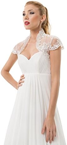Ossa Women Wedding Bolero Shrug Bridal Lace Jacket With Silver Thread and Pearls