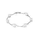 JewelryPalace White Freshwater Cultured Pearl(6-8mm) Bracelet 925 Sterling Silver 7.7