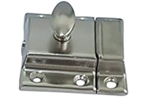 QCAA Oval Turn Cabinet Latch, for Cupboard & Other Furniture, Large, Satin Nickel, 1 Pack, Made in Taiwan