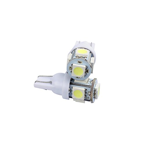 Yolu 10pcs 12V T10 5SMD White High Bright LED Light Bulb Car Motor Vehicle Dashboard Interior Dome Parking Side Turn Signal Lights 158 168 192 194 2825 W5W
