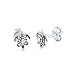 Rhodium Plated Sterling Silver Tropical Sea Turtle Womens Stud Earrings Sea Turtle Studs for Ladies
