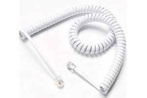 COMTRUE Telephone Cord, Phone Cord,Handset Cord, White, 1 pack, Universally Compatible