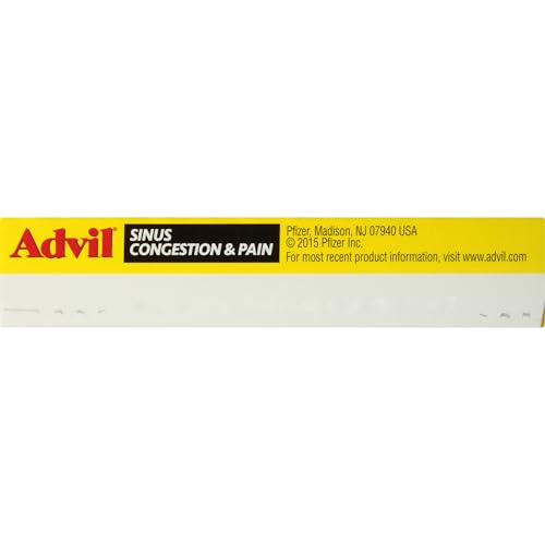 ADVIL SINUS CONGESTION AND PAIN, SINUS RELIEF MEDICINE, PAIN RELIEVER AND FEVER REDUCER WITH IBUPROFEN AND PHENYLEPHRINE HCL – 20 COATED TABLETS