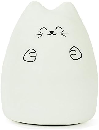 BearsFire® 7 Color Change Cute LED Children Night Light Silicone Multicolor Night Lamp, USB Rechargeable Silicone Soft Baby Nursery Lamp Sensitive Tap Control for Baby Adults Bedroom (Lucky Cat)