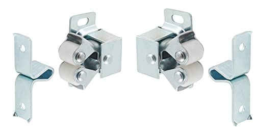 Zinc Plated Double Roller Cupboard Cabinet Door Catches - Pack of 2