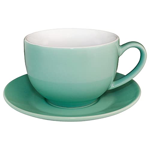 Olympia Cafe Stoneware Cappuccino Cups 340ml Aqua - Pack of 12, 340 ml
