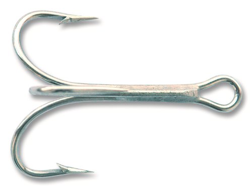 Mustad 3553 Classic Treble Standard Strength Hook (25-Pack), Nickel, Size 4