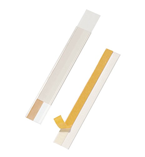 Durable SCANFIX Self-Adhesive Scannable Retail Ticket Holder Strip - 200 x 40mm - Pack of 50 Transparent Label Holders - For Retail Shelves and Warehouse Racking