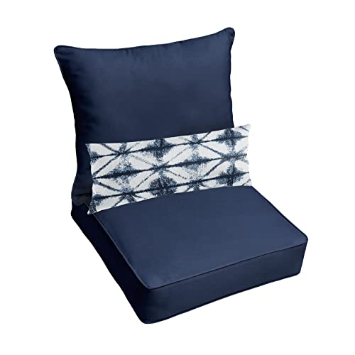 Sorra Home Pillow, 25 x 25 x 5 PC Set (12 x 24 Lumbar), Canvas Navy/Midori Indi…