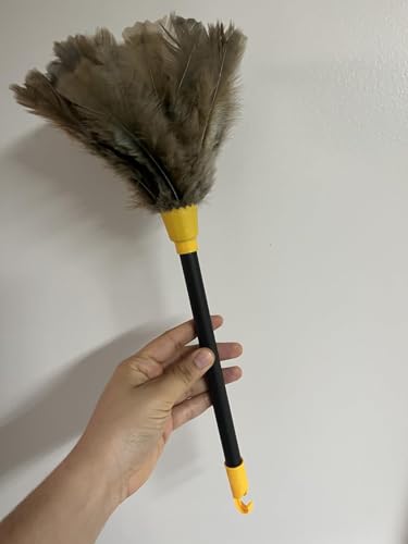 Espanador De Pó 42cm ORIGINAL Com Penas Naturais, Cabo longo, Tira Pó De Livros, Tira pó de Mesas, TVs, Note, Móveis, Limpador De Poeira, Para Escritório, Para Lojas, Para Residências