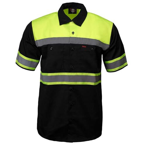 MMCC Men’s Classic Mechanic Work - Button-Down Garage Shirt with Reflective Str…