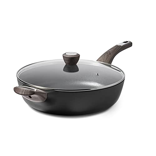 SENSARTE 30cm Schwarz Antihaft Beschichtung Tiefe Bratpfanne mit Deckel