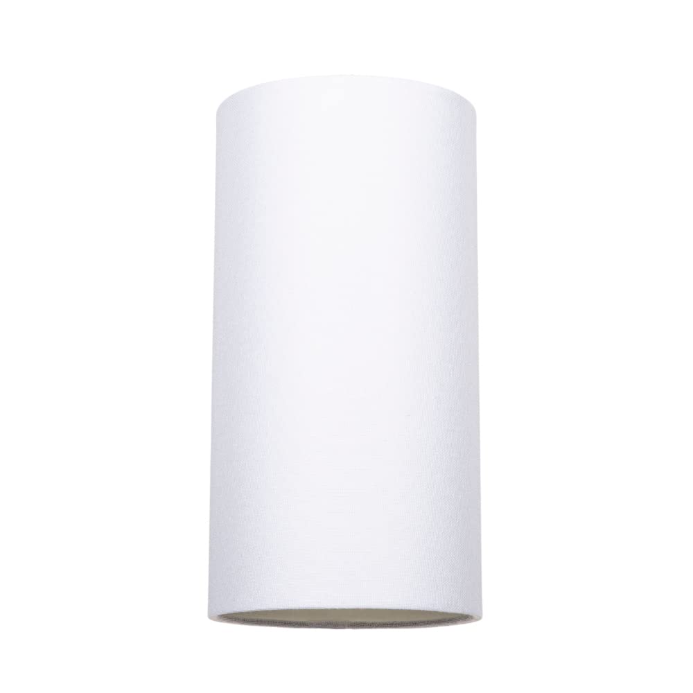 Contemporary and Stylish White Linen Fabric Tall Cylindrical Lamp Shade for Pendant or Table Lamp Base - 25cm Height - 40w Maximum - Suitable for The Home or Commercial Usage by Happy Homewares