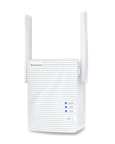BrosTrend WiFi Extender AC1200 WiFi Booster and Signal Amplifier, 1200Mbps Dual Band Wireless Extender Signal Booster for Home Coverage Up to 1600 sq.ft. WPS Easy Setup, Wall Plug Design