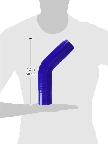 HPS HTSEC45-200-BLUE Silicone High Temperature 4-ply Reinforced 45 degree Elbow Coupler Hose, 55 PSI Maximum Pressure, 4" Leg Length on each side, 2" ID, Blue - Thumbnail 2