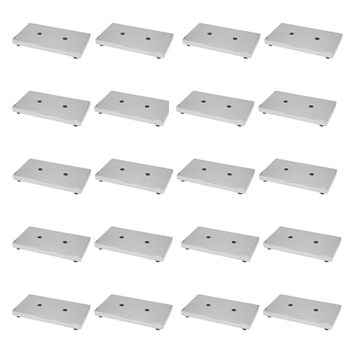 GTV - Möbelfüße MODERN 926, Füße aus Chromstahl, Für Kommoden, Sofas, Schränke, Kunststoffschlitten, Abmessungen Montageplatte: 180x100 mm, Höhe: 20 mm, Farbe: Chrom - 20 Stück