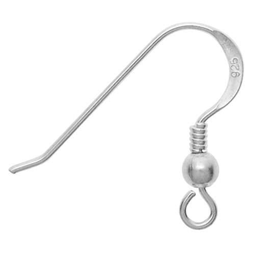 10 pcs .925 Sterling Silver Ear Wire French Hook Earwires Coil Ball/Findings/Bright