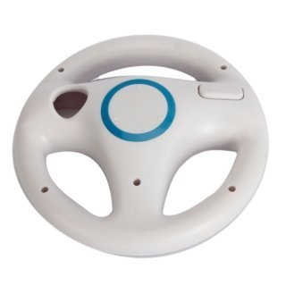 ameego Steering Wheel Design Stand Mario Kart Racing Game Steering Wheel Stand For Wii Game Controller (White)