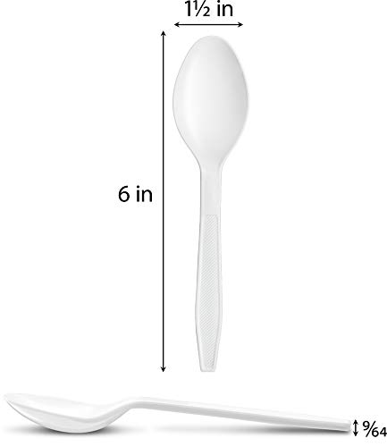 Plastimade Extra Heavyweight White Plastic Disposable Soup Spoons. 300 Pack - Thumbnail 2