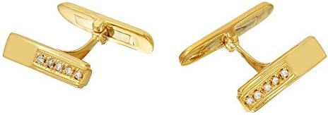 0.09CTW Gents Round Cut Diamond Pave Set Diamond Cuff Links in 18K Yellow Gold
