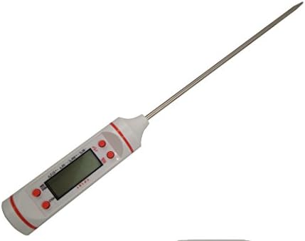 JCMC Instant Read Thermometer Super Fast Digital Electronic Food Thermometer Grill Cooking Meat Outdoor Barbecue Thermometer LCD Screen Long Probe Stainless Steel Anti-Corrosion (White)