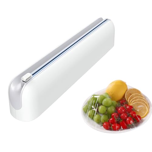 Quasziwa Foil and Aluminium Dispenser – Magnetic Suction Kitchen Film Cutter, Upgrade Dispenser of Foil Paper and Aluminium Film with Sharp Cutters, White