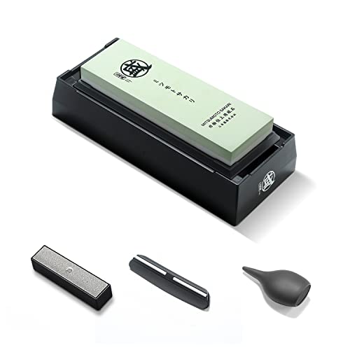 MITSUMOTO SAKARI Japanese Sharpening Stone Whetstone Set, 2000/8000 Grit Professional Knife