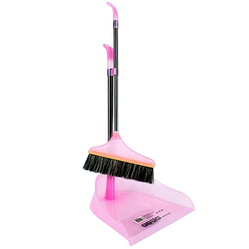 Dustpan Broom Set, Puyujin Broom Dustpan Long Handle Broom Combo with Long Handle For Home Kitchen Room Office Lobby Floor Use Upright Stand up Sweep Set - Shipped From USA (Pink) - Thumbnail 7