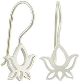 Cut Out Design Lotus Flower Drop Earring in Sterling Silver, #8368