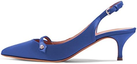 blue satin kitten heels