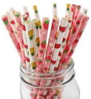 E Shopping® Eco friendly Paper Straws with different colors and designs 100 PC Straws,6 mm diameter