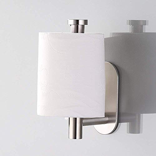 Self Adhesive Toilet Paper Holder, Kmeivol Portable Brushed Nickel Toilet Paper Holder, Wall Mounted Toilet Paper Holder with Rustproof Stainless Steel Brushed